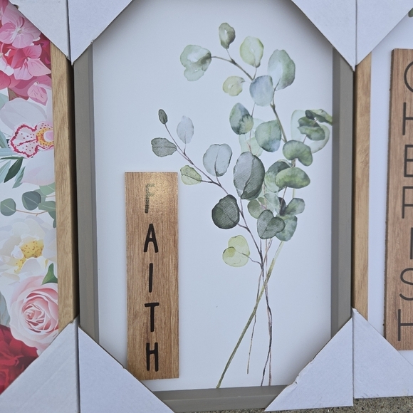 Wall Art Framed Set Of 4. Family, Cherish, Faith, Dream With Floral Acc… - Picture 4 of 9